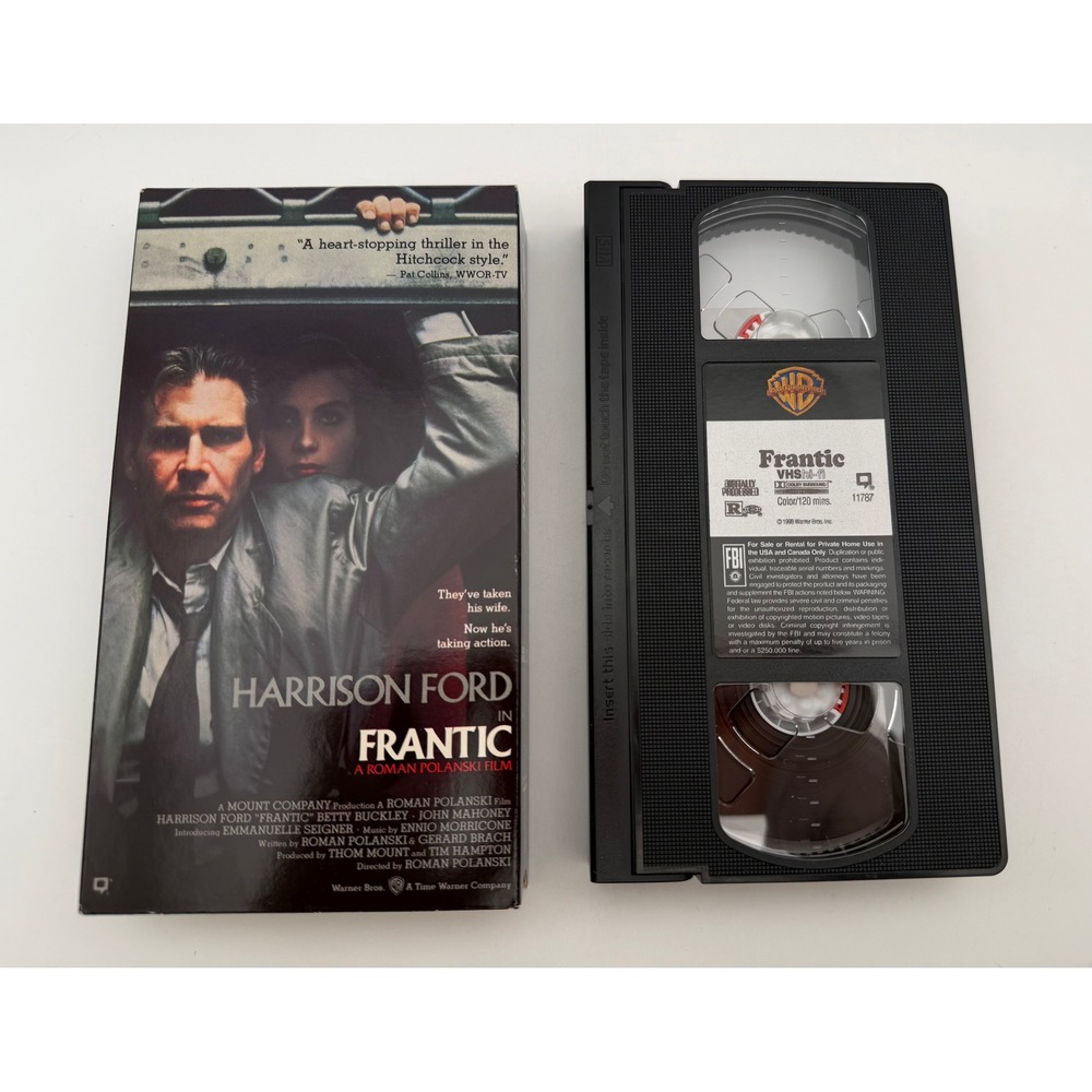 Frantic VHS Harrison Ford Roman Polanski Warner Home Video Mystery Thriller